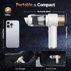 Vizeusvac Car Vacuum Cleaner, 16000PA Mini Car Vacuum Cordless Powerful, 7 in 1 Portable Handheld Vacuum Cordless with LED Light, Dual Filters, One-Touch Empty for Pet Hair, Home, Office