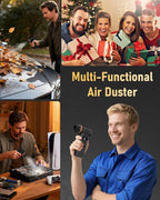 Compressed Air Duster, 180000RPM Electric Air Duster with 4-Speed Adjustable & Display Screen & LED Light & 5000mAh Battery, Rechargeable Cordless Electronics Air Blower for Keyboard/PC/Car