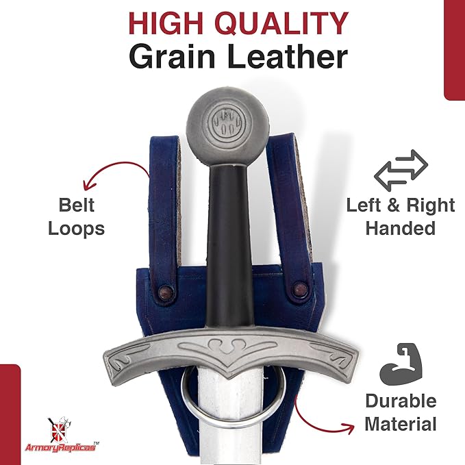 Armory Replicas - Ring Leather Universal O-Ring Medieval Style Axe Holder Belt Frog - Hand Crafted Genuine Leather Costume Weapon Holster Holder