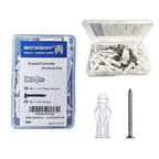 Plastic Drywall/Concrete Anchors with Stainless Steel Screws Assortment Kit 100PCS, 50 Plastic Dry Wall Anchors and 50 Flat Head Screws, Sheetrock Anchors (100, #6)