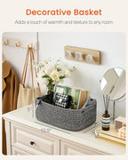 Small Woven Basket, 13.5 x 9.5 x 5 Inches, Storage Basket for Organizing, Cute Small Rope Shelf Closet Cube Storage Bins Baskets for Shelves, Dog Toy Gift Baskets Empty, 3 Pack Mixed Black