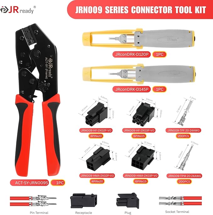 JRready ST6544 Micro-fit 3.0 4pin 6pin Connector Kit Crimper Pin Removal Tool Electrical Power Wire Crimps Contact 20-24AWG Standard Molex 3.0mm Pitch Connectors