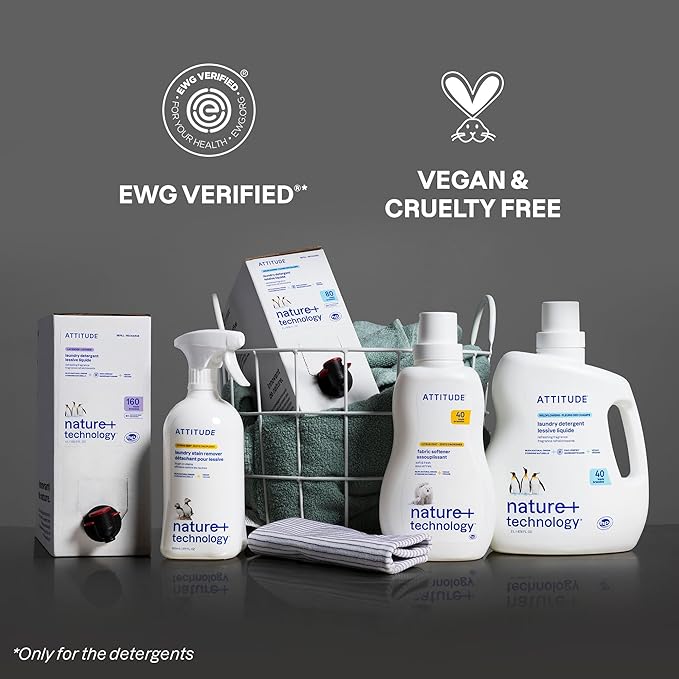 ATTITUDE Liquid Fabric Softener, Plant-Based & Vegan, HE Compatible, Naturally Derived, Pink Grapefruit Scent, 40 Loads, 33.8 Fl Oz