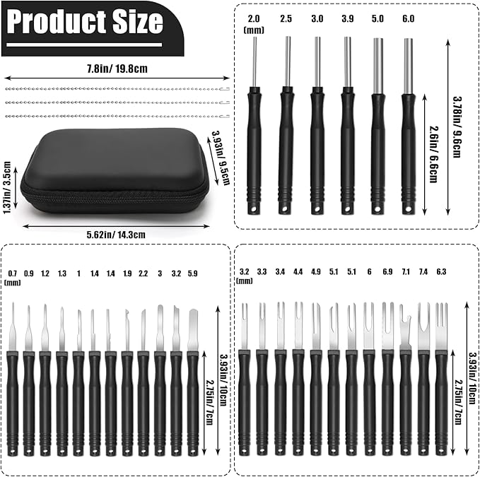 30+4P Terminal Pin Removal Tool Kit, Electrical Connector Depinning Tool Terminal Pin Extractor Kit Wire Release Tool for Car Household Devices (Black)