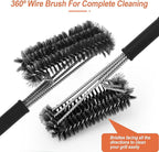 BBQ Grill Cleaning Brush, Stainless Steel Barbecue Brush with 18in Handle Wire Bristles Brush for Grill Cooking Grates