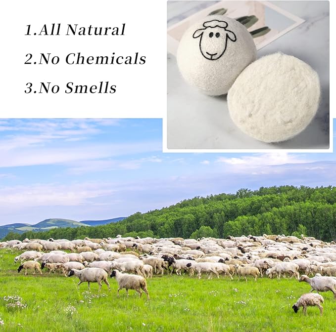 Dryer Balls Laundry Reusable, Wool Dryer Balls, Cute Dryer Balls Animals, Wool Dryer Balls Laundry Reusable, Laundry Dryer Balls, with Cute Pattern, Shorten Drying Time and Fluff