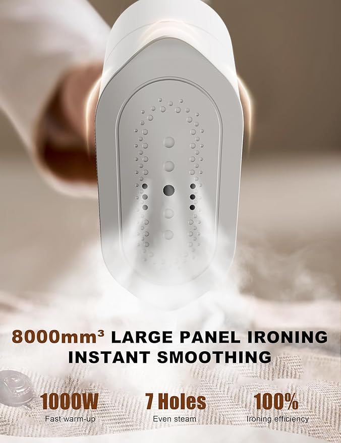 KopBeau Steamer for Clothes,2-in-1 Clothes Steamer & Iron for Wrinkles Remover,NTC Precision Ironing Protects Clothes,14 Min of Continuous Steam,1000W Travel Steamer for Travel and Home Use,White