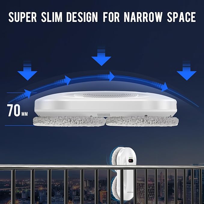 Window Cleaning Robot with Auto Water Spray & Smart Navigation, Automatic Window Cleaner Robot for Inside/Outside Glass with Triple Safety System, Edge Detection and Remote Control