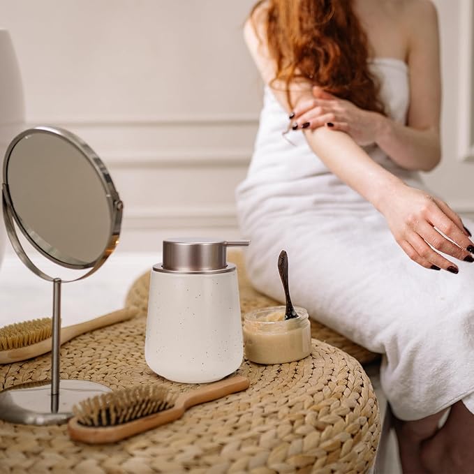 Bosilunlife Hand Soap Dispenser - 12oz Ceramic Soap Dispenser Bathroom Refillable Liquid Soap Pump Dispenser for Bathroom Kitchen Dispenser for Dish Soap with Easy-to-Press Pump