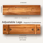 Luxe Premium Acacia Wood Bathtub Tray Caddy with Adjustable Legs, 35x9 Inch Large Wooden Bath Tub Board, Anti-Tipping Bath Shelf Over Tub, Bathtub Accessories