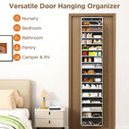 Over The Door Organizer, 8 Shelf Door Hanging Organizers with 8 Large Capacity Pockets, Back of Door Organizer Storage Hanging Shelves for Closet Bathroom Bedroom Nursery
