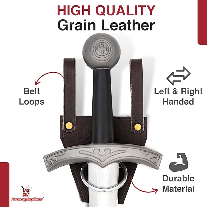 Armory Replicas - Ring Leather Universal O-Ring Medieval Style Axe Holder Belt Frog - Hand Crafted Genuine Leather Costume Weapon Holster Holder