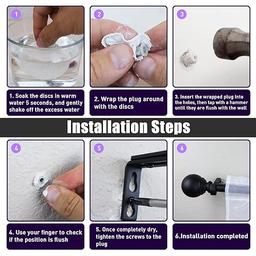 50 Pcs Drywall Anchor Repair Kit Solve Loose Wall Plugs Fast - Ideal for Curtain Rails, Towel Racks, Toilet Paper Holders and More Anchor Hole Patch (3.35 in x 2.36 in)
