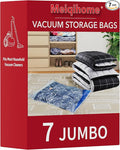 MEIQIHOME Vacuum Storage Bags, Space Saver Sealer Bags,Vacuum seal bags for clothing, Pillows, Comforters, Blankets, Bedding,Travel,7 Jumbo