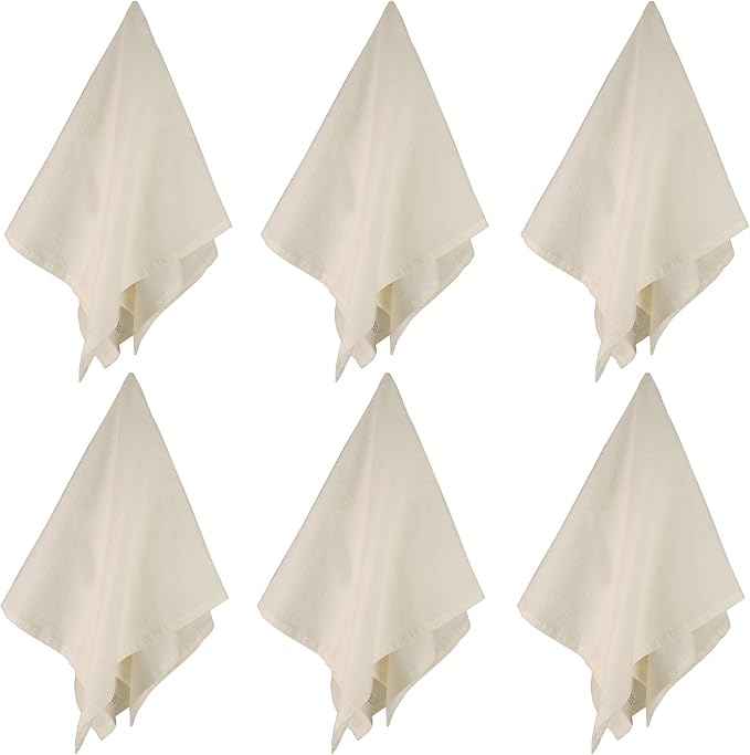 DG Collections 100% Cotton Flour Sack Towels – 12 Pack, 27x27 Inches, Natural, Lint-Free, Pre-Washed, Hemmed Edges – Reusable Kitchen Towels for Cleaning, Embroidery, Printing & Crafts - Natural