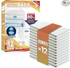 TAILI 12 Pack Vacuum Storage Bags, Jumbo Vacuum Seal Bags for Clothing (40x31 Inch), Space Saver for Bulky Comforter Blankets, Bedding, Pillows, Clothes, Saving More Closet Space
