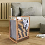 One-Section Organizer Storage Shelf with Bamboo Frame and Baskets Storage Drawers Unit,Laundry Towel Hamper Cabinet Tower One Part Compartment Sorter Basket