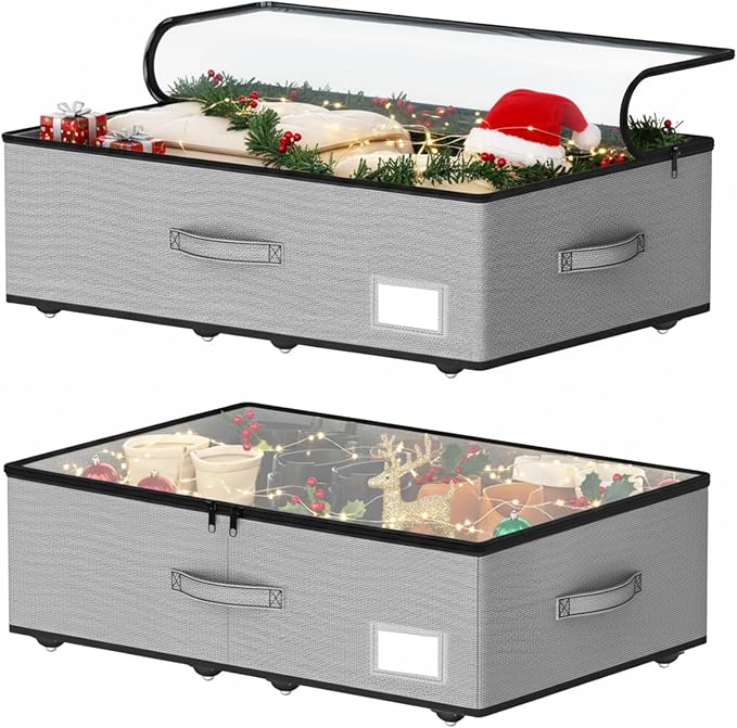 Under Bed Storage with Wheels, No Assemble Required 7.5 inches height Under Bed Storage bins,Large capacity Rolling Underbed Shoe Storage containers，dorm underbed storage drawers