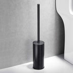 Freestanding Toilet Brush Holder for bathrooms 304 Stainless Steel Toilet Brush Stand Round Storage and Organization Rust Resistant 18-inch high Matte Black Finished