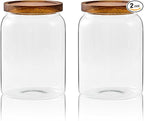 Sweejar Glass Jars for Laundry Room Organization, 90 ounce Laundry Pods Container, Glass Food Storage Jars with Airtight Lid, 2 Pack, Press Lid
