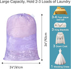 Polecasa Heavy Duty Diamond Large Mesh Laundry Bag with ID Tag and Locking Drawstring Closure - 24 x 36 inches - Laundry Hamper Liner, Washable Laundry Bags for Travel, Sports, Dorms (Purple)