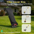 Tiller Cover, Rototiller Covers, 420D Silver-Coated Waterproof Fabric, Adjustable Drawstring Hem, Green Handle & Rear Waist Band – Fits Most Tillers (Black, Cordless Tiller Cover)