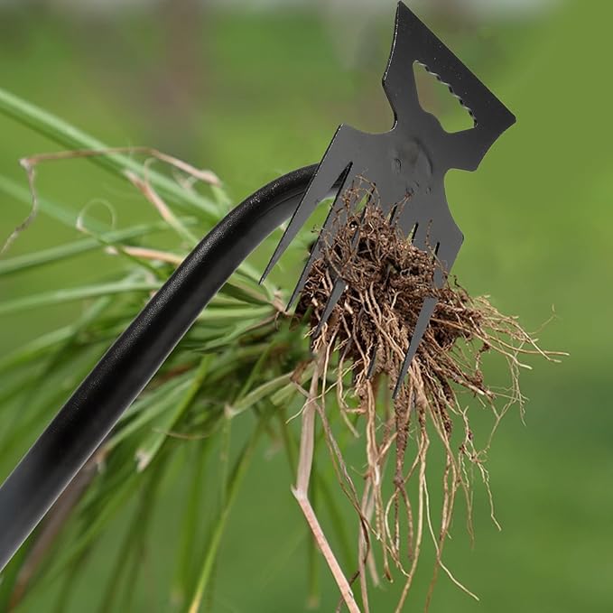 Gardening Hand Weeder Tools, 6 Teeth Uprooting Weeding Tool Multifunctional Manual Hand Weeder for Lawn Garden, Crack Weeder Crevice Weeding Tool, 3 PCS