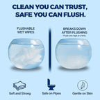 Air Jungles Flushable Wipes 6 Pack, 300 Wipes, Extra Large 7"x7", Gentle Cleansing Adult Wet Wipes, Fresh Scent, Moisturizing with Aloe Vera & Vitamin E