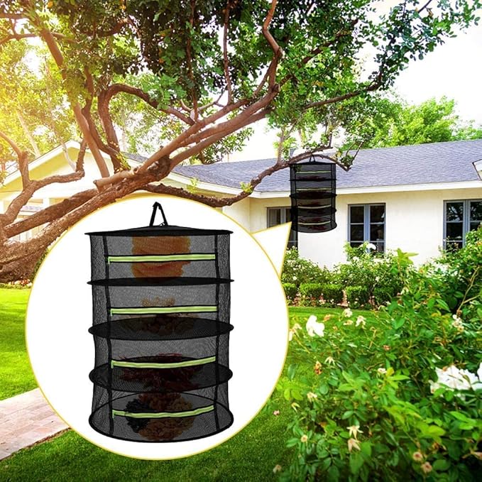 Drying Rack Plant Net Premium Mesh Tents Dryer kit Hanging Clothes Net Folding Nylon Netting Collapsible Mesh Food Dehydrator Receive Storage Carrying Bag 2/4/6 Layer 2FT (4 Layer)