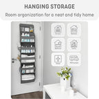 Heavy Duty Over The Door Organizer Hanging Storage – 6-Tier Behind The Door Storage with 5 Large, 6 Side & 3 PVC Pockets – 50 lbs Hanging Organizer for Closet, Nursery, Bathroom – 1 Pack, Gray