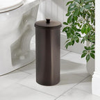 iDesign Freestanding Bathroom Toilet Paper Storage Holder with Lid for 3 Extra Rolls, 2-Pack, Bronze