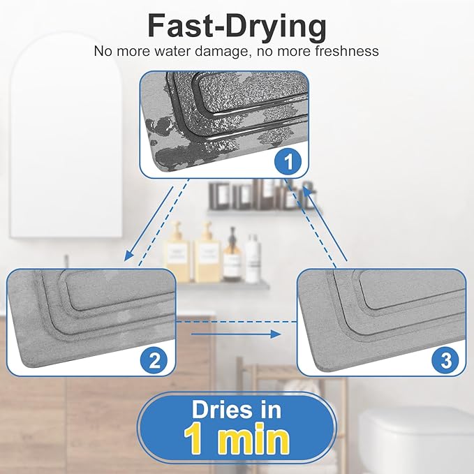 TEAMOLA Quick Drying Stone Shower Caddy, 2 Pack Water Absorbent Diatomite Tray Diatomaceous Earth Kitchen Soap Dish,Hand soap Holder, Water Absorbing Stone Used for Home & Kitchen Storage