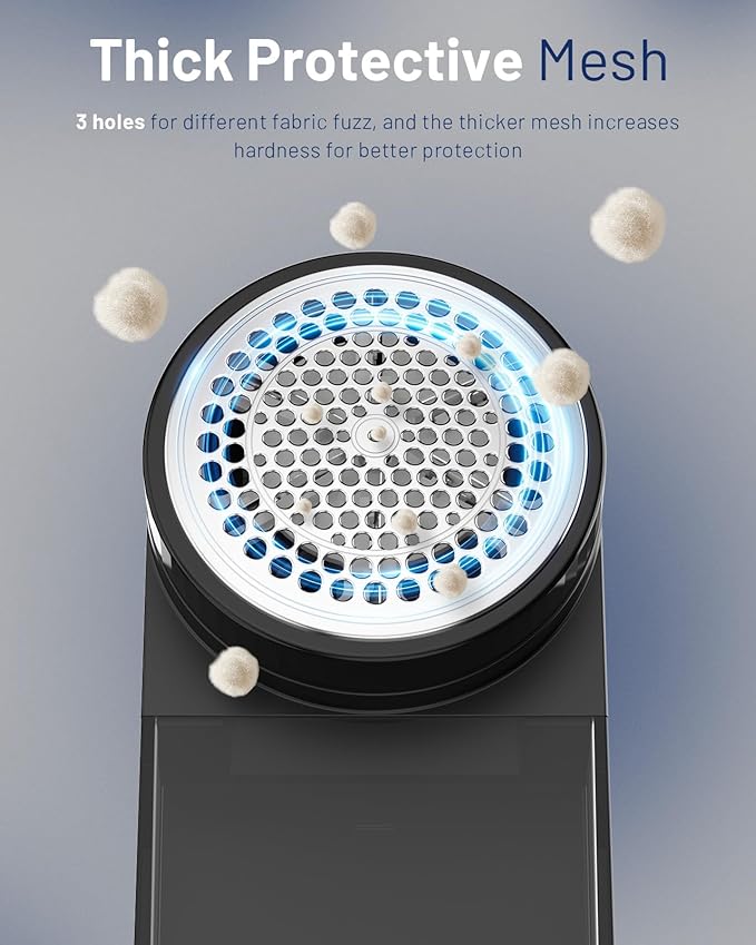 BEAUTURAL Fabric Shaver, Rechargeable Lint Remover, Electric Portable Sweater Defuzzer with 3 Speeds, 6 Leaf Blades, Digital LED Display, Remove Pilling for Clothes, Furniture, Sweater, Couch, Blanket