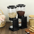 QWORK Double Dry Food Dispenser, 2L Capacity Each, Dry Cereal Grain Dispenser, Keeps Ingredients Fresh