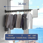 Clothes Drying Rack, Retractable and Foldable Laundry Drying Rack Wall Mount for Indoor, Space Saver Clothes Hanging Rack for Laundry Room, Balcony, Closet, Bedroom(Double-Fold), Black