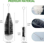 Bottle Brush Cleaner Set of 2 - Water Bottle Cleaner Brush with Anti-Scratch Bristles, Stainless Steel Handle - Bottle Washer Brush for Soda Bottles, Sports Bottles, Baby Bottles, Wine Glasses
