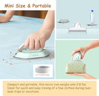 Newbealer Travel Iron with Global Voltage, 100-240V Mini Dry Iron for Clothes (No Steam), Max 300W, 60s Heat Up, 302℉ Non-Stick Ceramic Soleplate, 0.8lbs Ultra-Lightweight (Green)