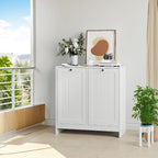 Tilted Laundry Hamper with Removable Baskets Hidden Storage Cabinet Free-Standing Organizer for Bathroom Bedroom White