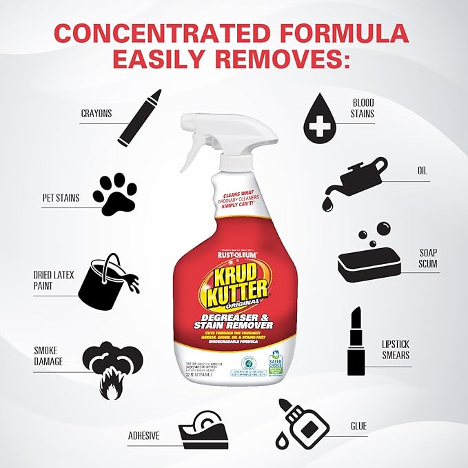 Krud Kutter KK326-6PK Original Concentrated Cleaner/Degreaser Stain Remover Spray, 32 oz, 6 Pack