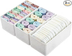 3-Pack Breathable Mesh Drawer Organizer - Foldable Storage for Bras & Baby Clothes, Sock $ Underwear White Fabric Dividers for Nursery & Bedroom