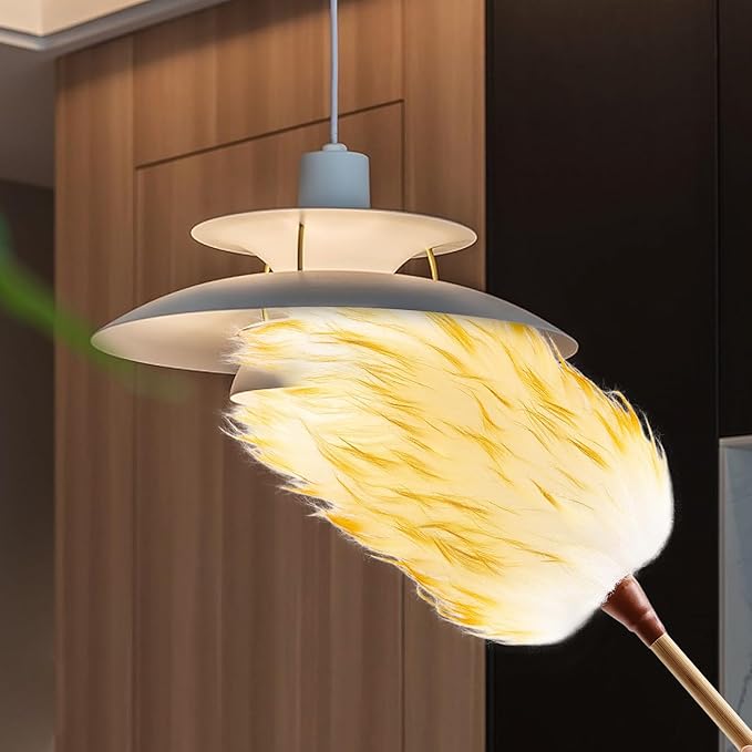 Lambswool Duster 20 inch with Bamboo Handle Soft Natural Wool Feather Dusters for Cleaning Office Home Car etc