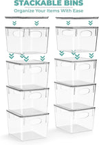 Sorbus Medium Plastic Storage Bins with Lids (8 Pack) – Clear Bins for Kitchen, Pantry, Fridge, Cabinet, and Refrigerator Organization – Stackable Storage Containers