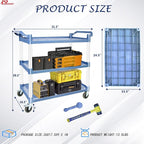 AQNIEGEP Utility Cart with Wheels, 510lbs Heavy-Duty Food Kitchen Cart & Rolling Service Cart for Restaurant Commercial Office, Lockable Wheels & Tool-Free Assembly, 3-Tier, Grey