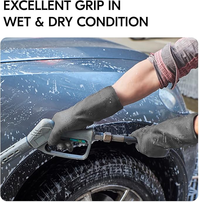 Vgo... 1 Pair Household Cleaning Gloves Infused with Rresh Rich Aromas, Lined Dishwashing Gloves,Long Sleeves Kitchen Gloves, Bathroom Cleaning, Gardening, Pet Care(Gray,S,TP1117)