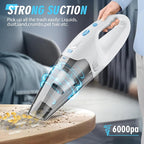 FUOAYOC Handheld Vacuum Cordless,Car Cordless Rechargeable, 6KPA Powerful Suction Hand Held Vacuum with LED Light/Multi Accessories, 1.6lbs Mini Portable Vacuum Cleaner for Home/Car/Office Cleaning
