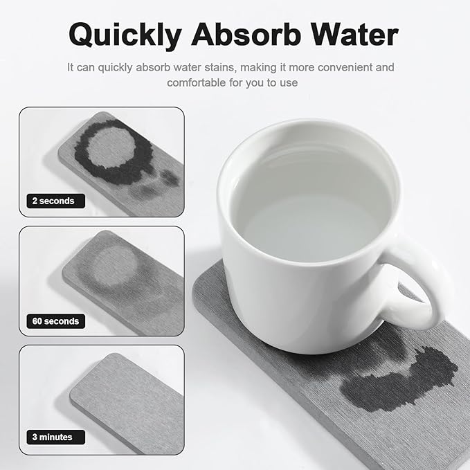 Water Absorbing Stone Tray for Sink | Quick Drying Diatomaceous Earth Coasters | Soap Dish Holder & Toothbrush Holder for Bathroom Counter | Hand Soap & Plant & Toiletries | Grey 2-Pack