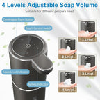 Automatic Foaming Soap Dispenser,4-Level Adjustable Foam, Wall Mount, USB Rechargeable,12.8oz/ 380ml,Touchless Hand & Dish Soap Dispenser for Bathroom, Kitchen,Hotel, Restaurant