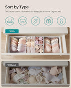 SONGMICS Drawer Organizer,Dresser Drawer Organizers, Set of 12, Foldable Fabric Storage Bins for Socks, Underwear, Bras, Ties, Scarves, Cloud White URDZ006W02