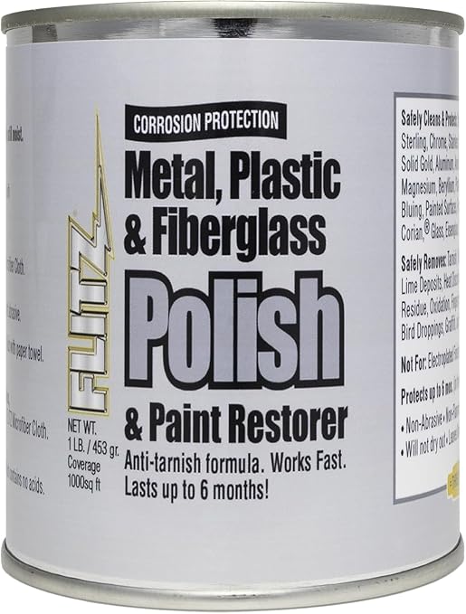Flitz Multi-Purpose Metal Polish Paste - 1lb Can of USA-Made Chrome Polish - Works on Stainless Steel, Aluminum, Plastic, Jewelry and Cars - Non-Abrasive Cleaner & Rust Remover (1 Pack)