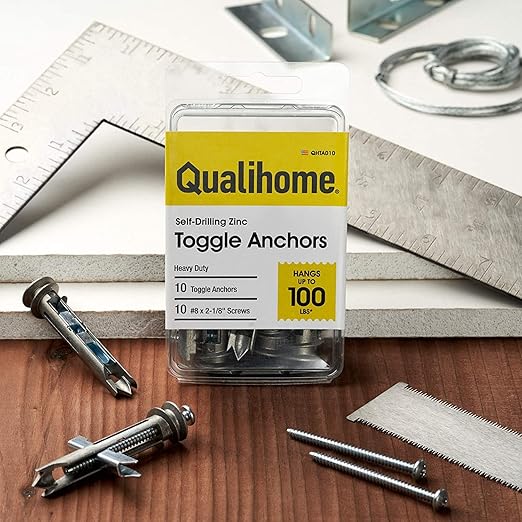 Heavy Duty Drywall Anchors and Screws Kit Including Self-DrillingToggle Anchors & Screws - Durable Zinc Self Drilling Drywall Anchors for Hanging Pictures & More